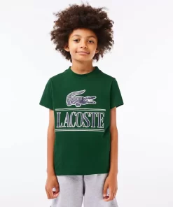 Lacoste Jungenkleidung>T-Shirt Aus Bedrucktem Baumwolljersey Grun 132