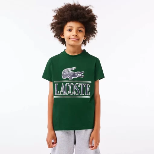 Lacoste Jungenkleidung>T-Shirt Aus Bedrucktem Baumwolljersey Grun 132