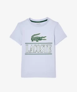 Lacoste Jungenkleidung>T-Shirt Aus Bedrucktem Baumwolljersey Hellblau J2G