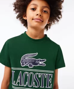 Lacoste Jungenkleidung>T-Shirt Aus Bedrucktem Baumwolljersey Grun 132