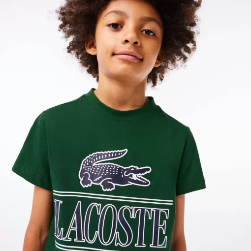 Lacoste Jungenkleidung>T-Shirt Aus Bedrucktem Baumwolljersey Grun 132