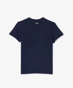 Lacoste Jungenkleidung>T-Shirt Aus Bedrucktem Baumwolljersey Navy Blau 166