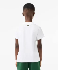 Lacoste Jungenkleidung>T-Shirt Aus Bedrucktem Baumwolljersey Weis 001