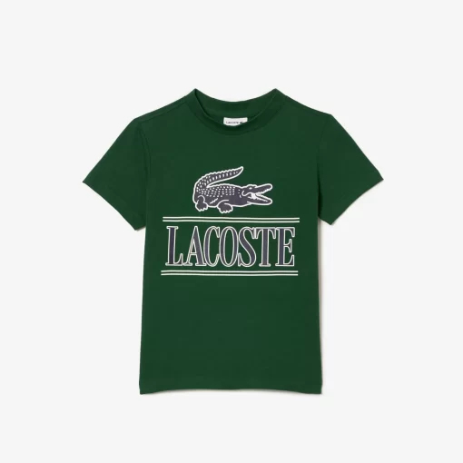 Lacoste Jungenkleidung>T-Shirt Aus Bedrucktem Baumwolljersey Grun 132