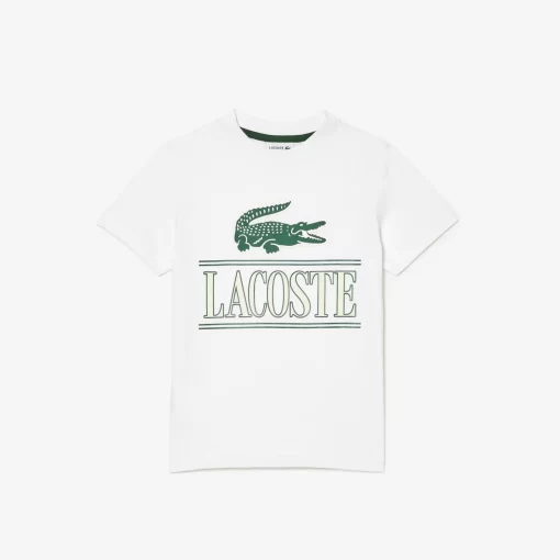 Lacoste Jungenkleidung>T-Shirt Aus Bedrucktem Baumwolljersey Weis 001