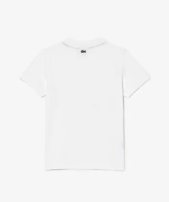 Lacoste Jungenkleidung>T-Shirt Aus Bedrucktem Baumwolljersey Weis 001