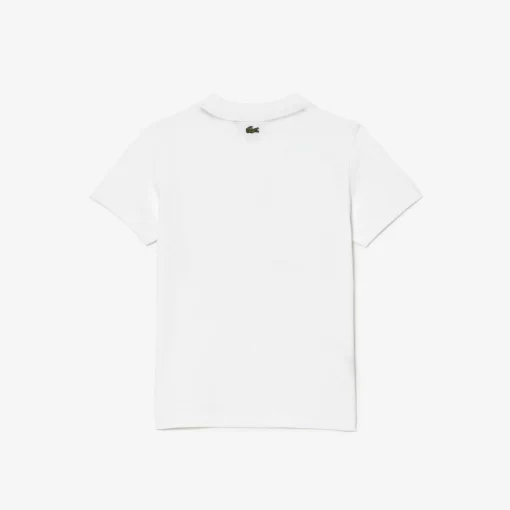 Lacoste Jungenkleidung>T-Shirt Aus Bedrucktem Baumwolljersey Weis 001