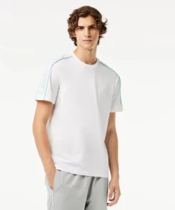 Lacoste T-Shirts>T-Shirt Aus Funktionellem Pique Mit Aufdruck Weis / Blau Ri6