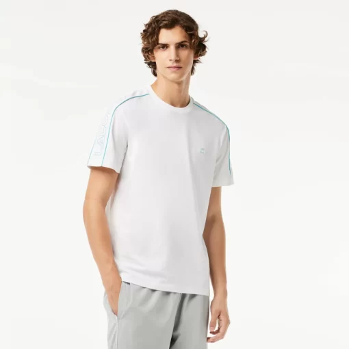 Lacoste T-Shirts>T-Shirt Aus Funktionellem Pique Mit Aufdruck Weis / Blau Ri6