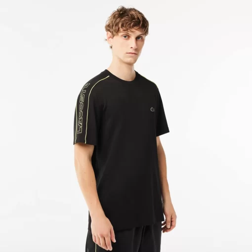 Lacoste T-Shirts>T-Shirt Aus Funktionellem Pique Mit Aufdruck Schwarz / Neongelb 6Vt