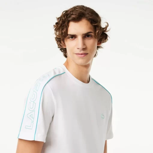 Lacoste T-Shirts>T-Shirt Aus Funktionellem Pique Mit Aufdruck Weis / Blau Ri6