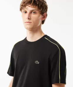 Lacoste T-Shirts>T-Shirt Aus Funktionellem Pique Mit Aufdruck Schwarz / Neongelb 6Vt