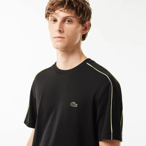 Lacoste T-Shirts>T-Shirt Aus Funktionellem Pique Mit Aufdruck Schwarz / Neongelb 6Vt