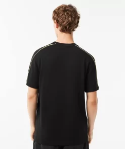 Lacoste T-Shirts>T-Shirt Aus Funktionellem Pique Mit Aufdruck Schwarz / Neongelb 6Vt