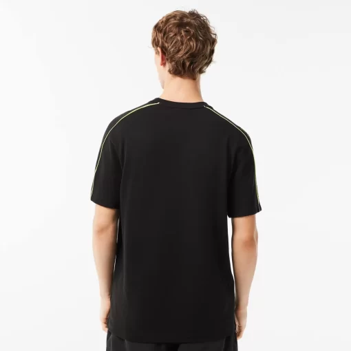 Lacoste T-Shirts>T-Shirt Aus Funktionellem Pique Mit Aufdruck Schwarz / Neongelb 6Vt