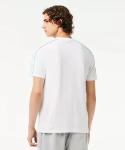 Lacoste T-Shirts>T-Shirt Aus Funktionellem Pique Mit Aufdruck Weis / Blau Ri6