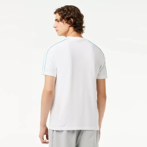 Lacoste T-Shirts>T-Shirt Aus Funktionellem Pique Mit Aufdruck Weis / Blau Ri6