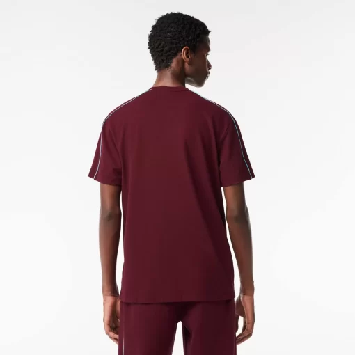 Lacoste T-Shirts>T-Shirt Aus Funktionellem Pique Mit Aufdruck Burgunder / Blau Ris