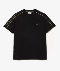 Lacoste T-Shirts>T-Shirt Aus Funktionellem Pique Mit Aufdruck Schwarz / Neongelb 6Vt