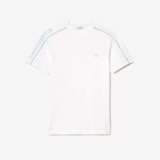 Lacoste T-Shirts>T-Shirt Aus Funktionellem Pique Mit Aufdruck Weis / Blau Ri6