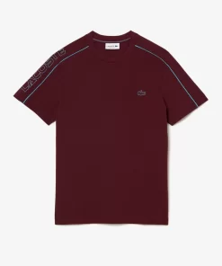 Lacoste T-Shirts>T-Shirt Aus Funktionellem Pique Mit Aufdruck Burgunder / Blau Ris