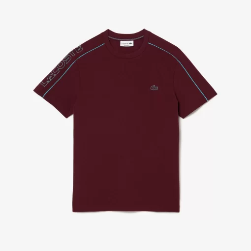 Lacoste T-Shirts>T-Shirt Aus Funktionellem Pique Mit Aufdruck Burgunder / Blau Ris