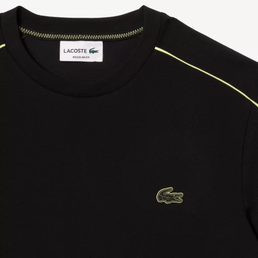 Lacoste T-Shirts>T-Shirt Aus Funktionellem Pique Mit Aufdruck Schwarz / Neongelb 6Vt