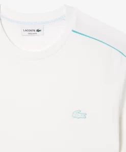 Lacoste T-Shirts>T-Shirt Aus Funktionellem Pique Mit Aufdruck Weis / Blau Ri6