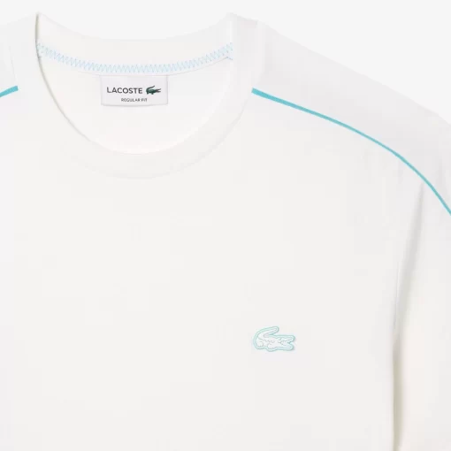 Lacoste T-Shirts>T-Shirt Aus Funktionellem Pique Mit Aufdruck Weis / Blau Ri6