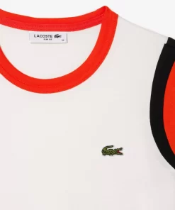 Lacoste T-Shirts>T-Shirt Aus Pima-Baumwoll-Jersey Mit Kontrast-Detail Weis / Orange / Schwarz Kai