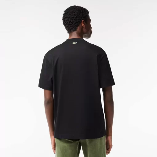 Lacoste T-Shirts>T-Shirt Aus Robustem Baumwolljersey Mit Vielen Aufnahern. Schwarz 031