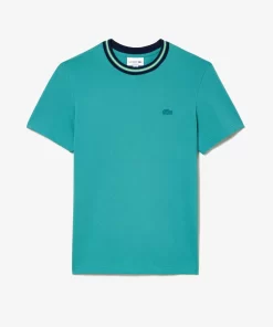 Lacoste T-Shirts>T-Shirt Aus Stretch-Pique Mit Gestreiftem Kragen Blau Si0