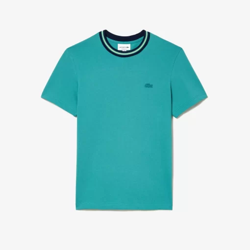 Lacoste T-Shirts>T-Shirt Aus Stretch-Pique Mit Gestreiftem Kragen Blau Si0