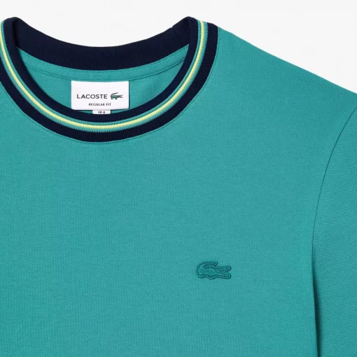 Lacoste T-Shirts>T-Shirt Aus Stretch-Pique Mit Gestreiftem Kragen Blau Si0