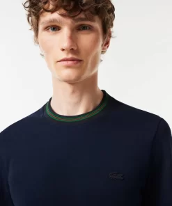 Lacoste T-Shirts>T-Shirt Aus Stretch-Pique Mit Gestreiftem Kragen Navy Blau 166