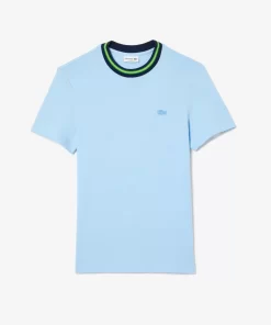 Lacoste T-Shirts>T-Shirt Aus Stretch-Pique Mit Gestreiftem Kragen Pastellblau Hbp