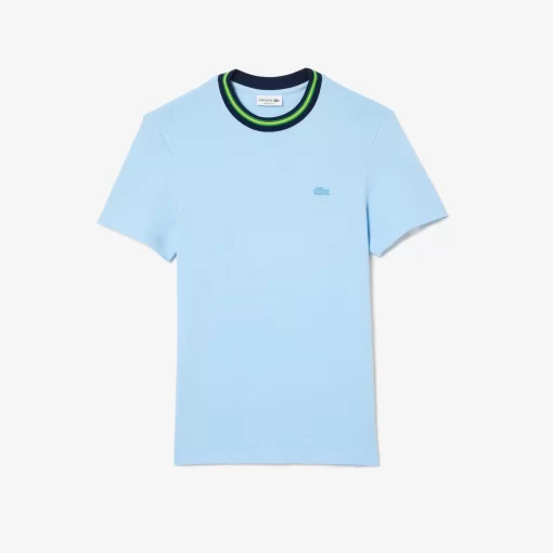 Lacoste T-Shirts>T-Shirt Aus Stretch-Pique Mit Gestreiftem Kragen Pastellblau Hbp