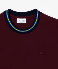 Lacoste T-Shirts>T-Shirt Aus Stretch-Pique Mit Gestreiftem Kragen Burgunder Yup