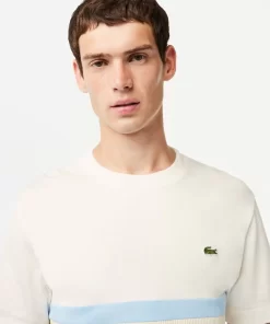 Lacoste T-Shirts>T-Shirt Mit Kontraststreifen, In Frankreich Hergestellt Weis 70V