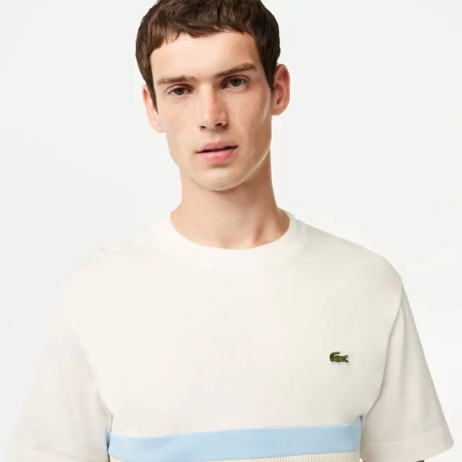 Lacoste T-Shirts>T-Shirt Mit Kontraststreifen, In Frankreich Hergestellt Weis 70V