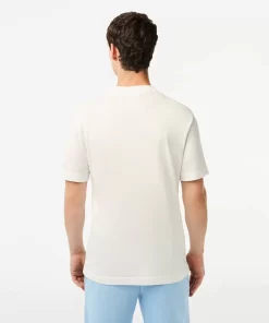 Lacoste T-Shirts>T-Shirt Mit Kontraststreifen, In Frankreich Hergestellt Weis 70V