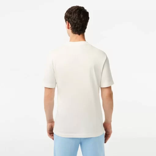 Lacoste T-Shirts>T-Shirt Mit Kontraststreifen, In Frankreich Hergestellt Weis 70V