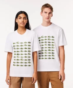 Lacoste T-Shirts>T-Shirt Mit Kultigem Aufdruck Weis 001