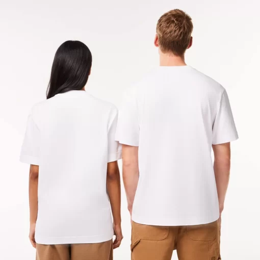 Lacoste T-Shirts>T-Shirt Mit Kultigem Aufdruck Weis 001