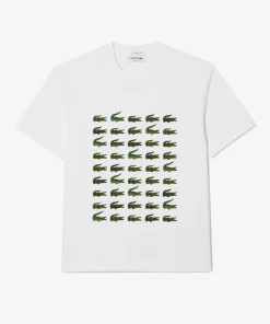 Lacoste T-Shirts>T-Shirt Mit Kultigem Aufdruck Weis 001