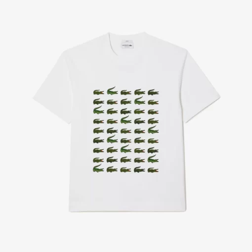 Lacoste T-Shirts>T-Shirt Mit Kultigem Aufdruck Weis 001