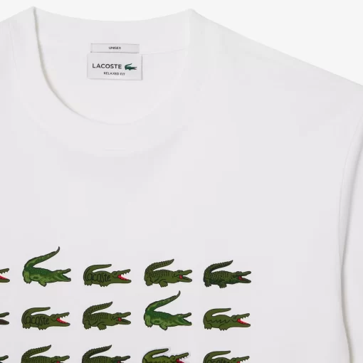 Lacoste T-Shirts>T-Shirt Mit Kultigem Aufdruck Weis 001