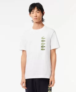 Lacoste T-Shirts>T-Shirt Mit Kultigem Croc Weis 001