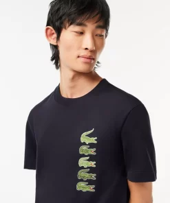 Lacoste T-Shirts>T-Shirt Mit Kultigem Croc Navy Blau Hde