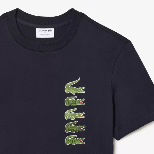 Lacoste T-Shirts>T-Shirt Mit Kultigem Croc Navy Blau Hde